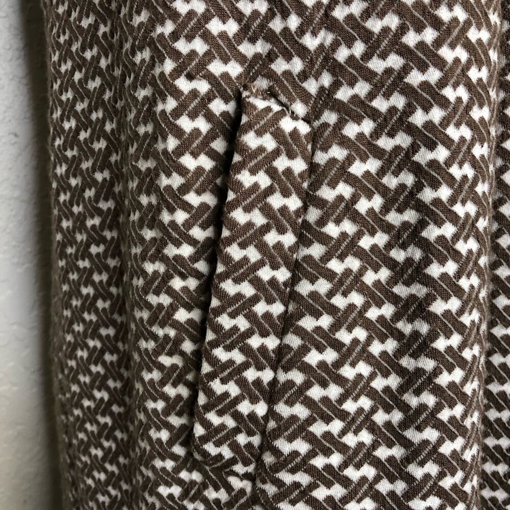 Tyler Boe brown white geometric knit collared shift dress size Medium - Picture 5 of 16
